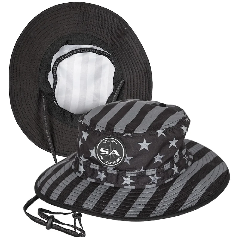 Bucket hats for summer camping-Bucket Hat | Blackout American Flag 2.0