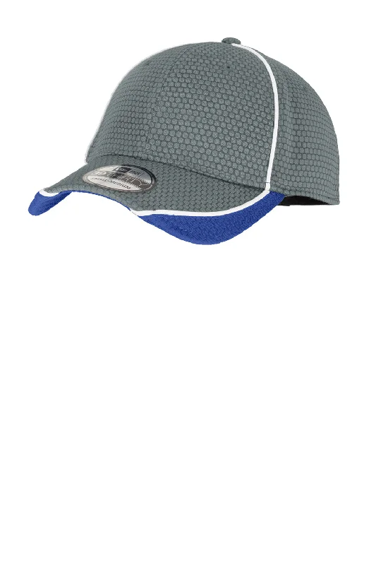 mens hats with straps-New Era Mens Moisture Wicking Stretch Fit Hat - Graphite Grey/Royal Blue/White