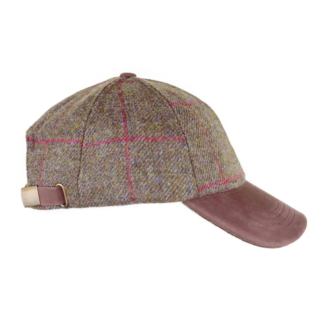 Baseball caps gardener hat-Heather Tyndrum British Tweed Leather Peak Baseball Cap