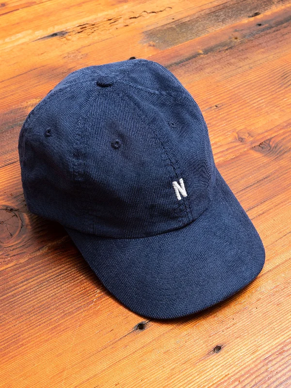 Beanies for cold vibes-Baby Corduroy Sports Cap in Navy