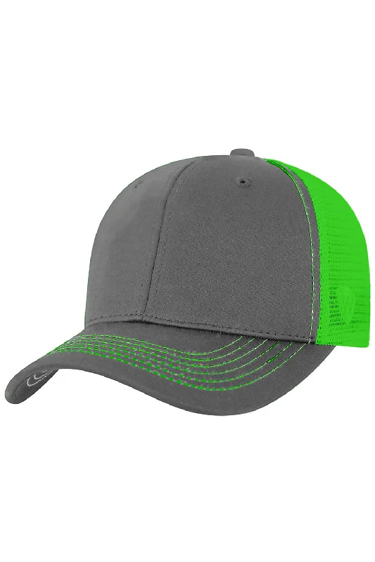 mens hats with slim fit-J America Mens Ranger Snapback Hat - Charcoal Grey/Neon Green