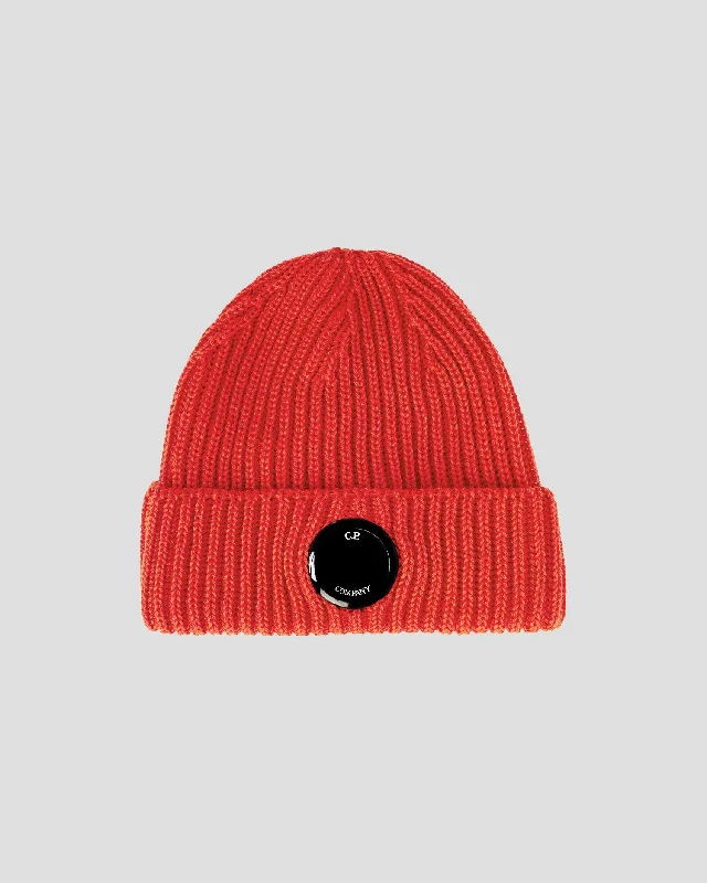 Wool Hats for cozy dunes-Extra Fine Merino Wool Lens Beanie Pompeian Red