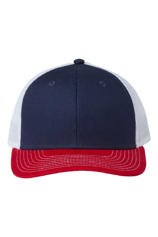 mens hats with simple patterns-The Game Mens Everyday Snapback Trucker Hat - Navy Blue/Red/White