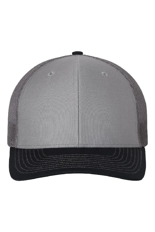 mens hats in denim-Richardson Mens Snapback Trucker Hat - Grey/Charcoal Grey/Navy Blue