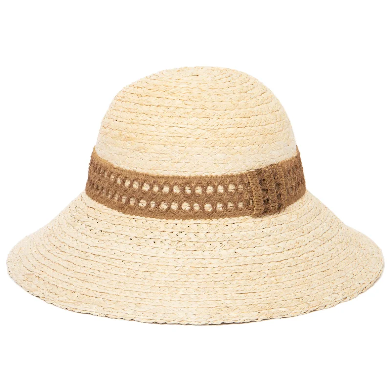 Bucket hats for summer festivals-Waterfront Women's Raffia Braided Bucket Sun Hat