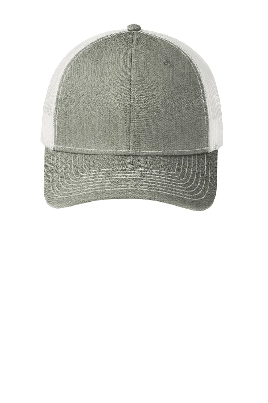 mens hats in rabbit fur-Port Authority Mens Adjustable Trucker Hat - Heather Grey/White