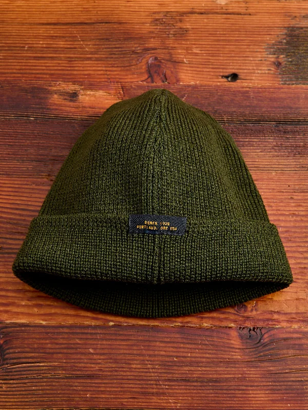 Wool Hats for mellow days-Wool Knit Watch Cap in Loden