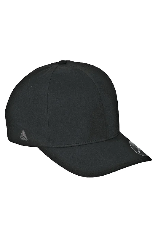 mens hats with custom colors-Flexfit Mens Moisture Wicking Stretch Fit Hat - Black