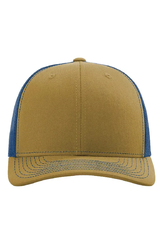 mens hats in canvas-Richardson Mens Snapback Trucker Hat - Biscuit/True Blue