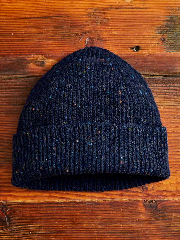 Wool Hats with twig designs-"Out of the Blue" Wool Beanie in Navy