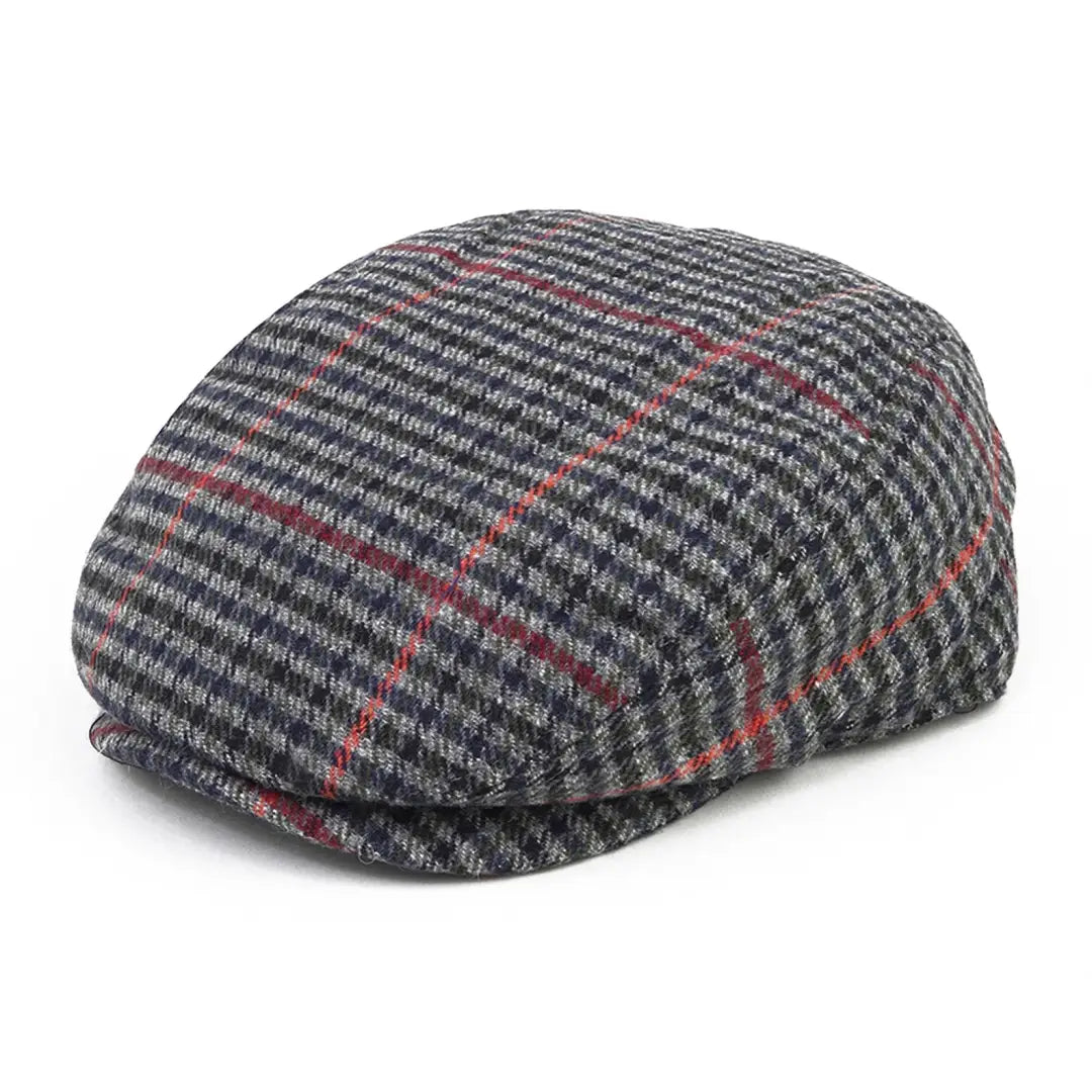 Beanies with custom designs-British Bag Co. Multi Check Herringbone Flat Cap