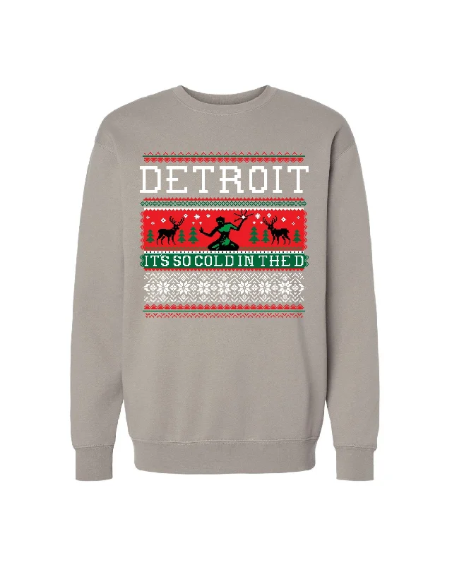 mens hats in georgette-Ink Detroit - Ugly Christmas Sweatshirt - Cement