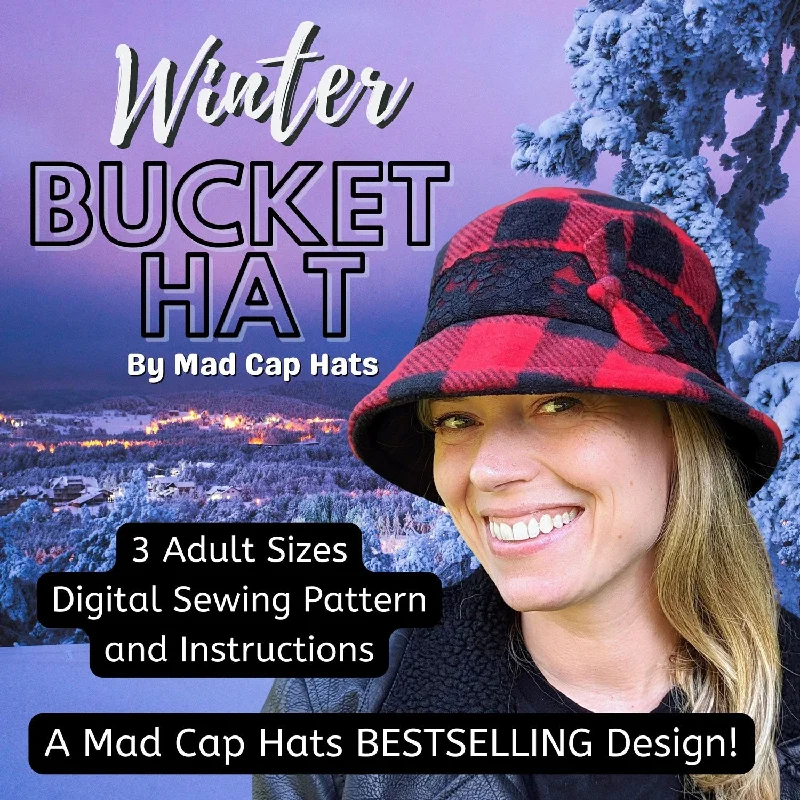 Bucket hats for special occasions-Winter Bucket Hat sewing pattern and instructions, digital format