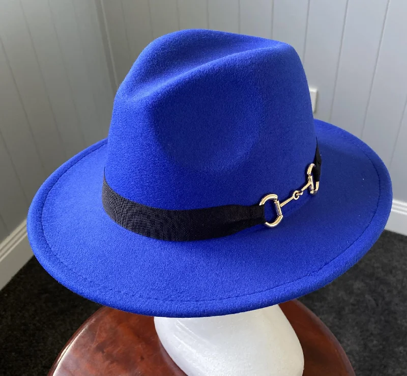 Beanies with unique vibes-Royal Blue Panama Hat -Snaffle Bit Band - Large