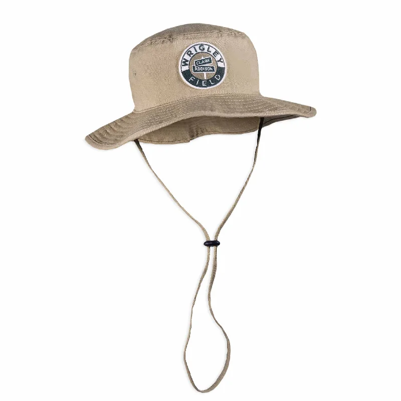 Bucket hats with sun protection-Chicago Cubs Wrigley Field Street Signs Bucket Hat