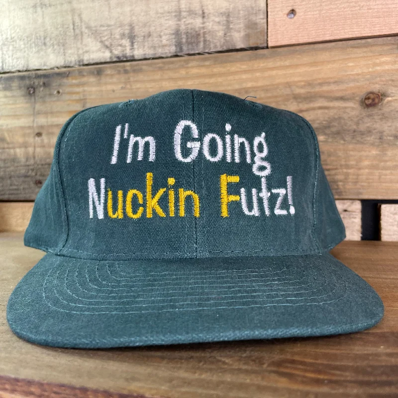 Baseball caps tailgate party-I’m Going NUCKIN Futz Vintage Custom Embroidered Dark Green Mid Crown Baseball Flat Brim Adjustable Strap Back Cap Hat