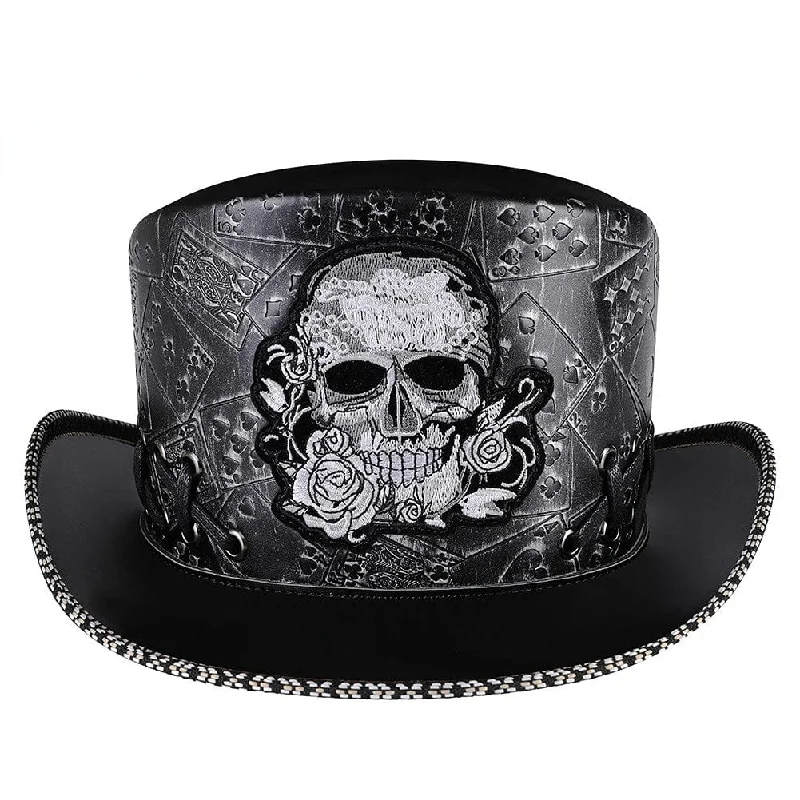 mens hats for polar bear watching-Men's Gothic Skull Embroidered Hat