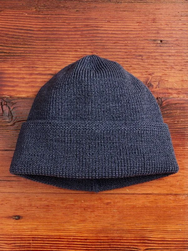 Wool Hats with open tops-Wool Knit Watch Cap in Centennial Blue