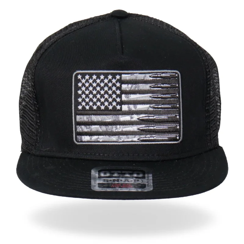 Beanies for cozy runs-Hot Leathers GSH4004 American Flag Bullets Snap Back Hat