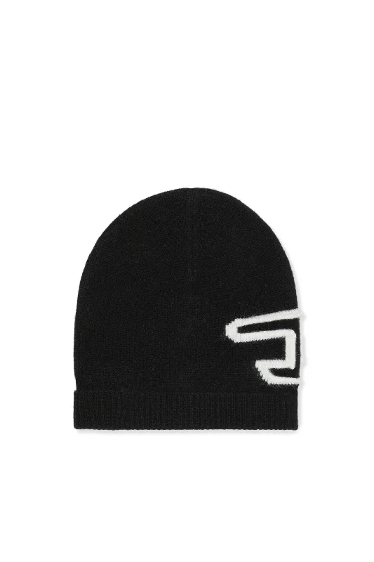 Wool Hats for ridge trails-Women's Diesel K-Peel Wool beanie with peel-off logo Black