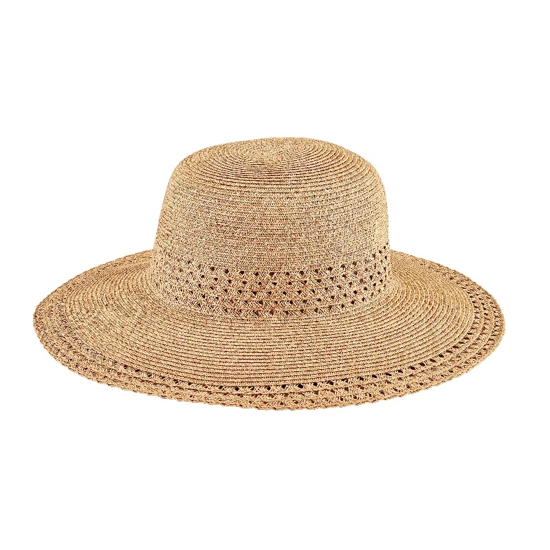 Womens hats with feather accents-Everyday Sun Hat - Women's Sun Hat W/ Open Weave Stripes