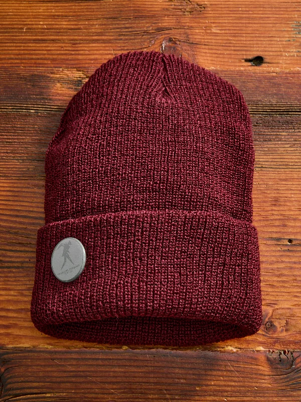 Wool Hats in ochre orange-Wool Watch Cap in Burgundy