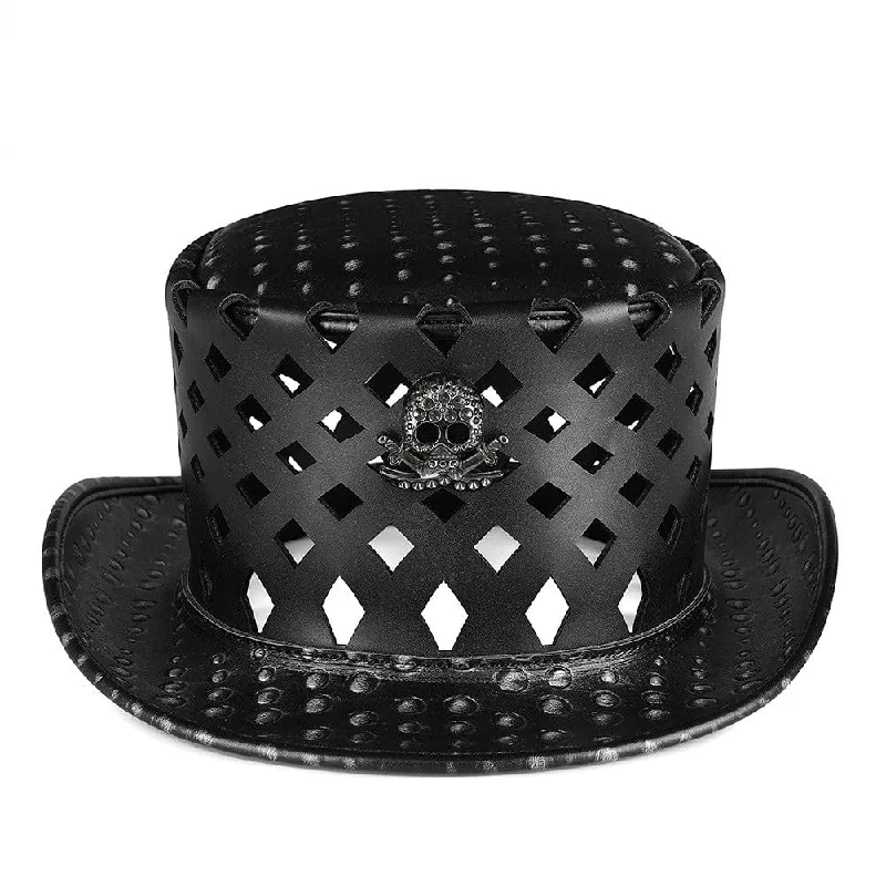 mens hats with unique colors-Men's Gothic Cutout Skull Hat