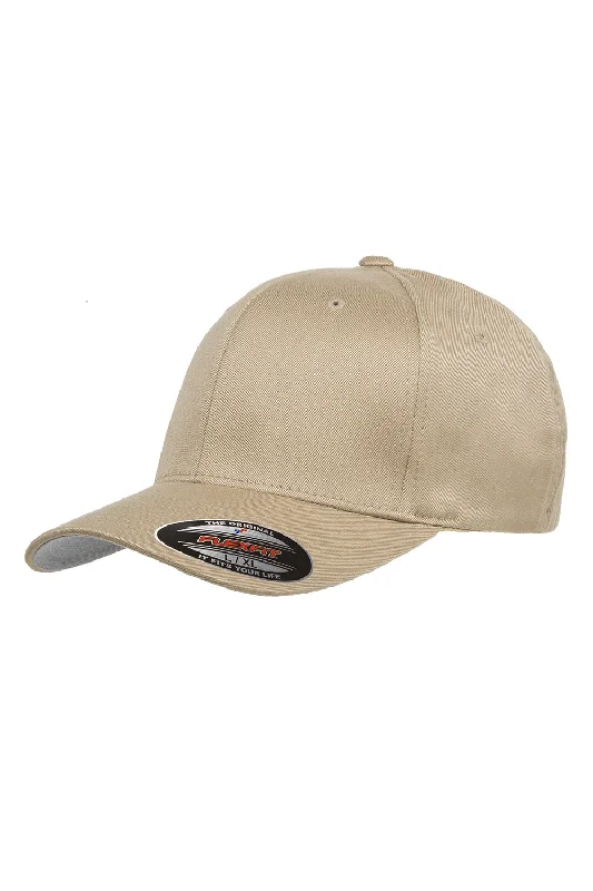 mens hats with wide crown-Flexfit Mens Stretch Fit Hat - Khaki