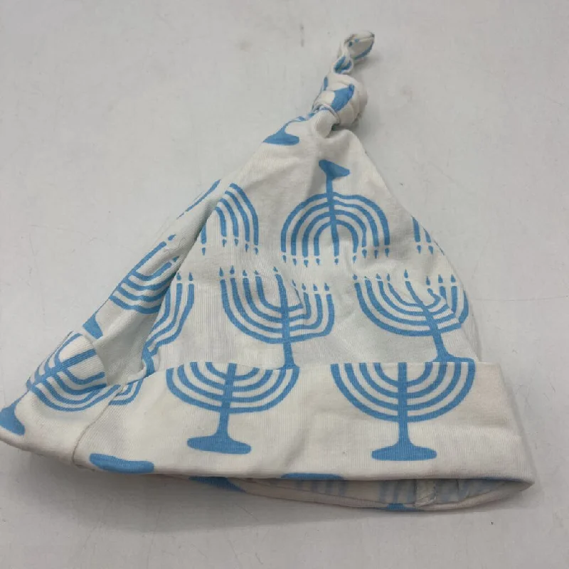 mens hats for scenic hikes-Size NB: Blue White Chanukah Menorah Baby Hat