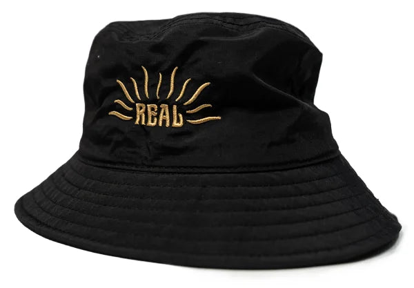 Bucket hats for retro fashion-REAL Sun Rays Nylon Bucket Hat-Black