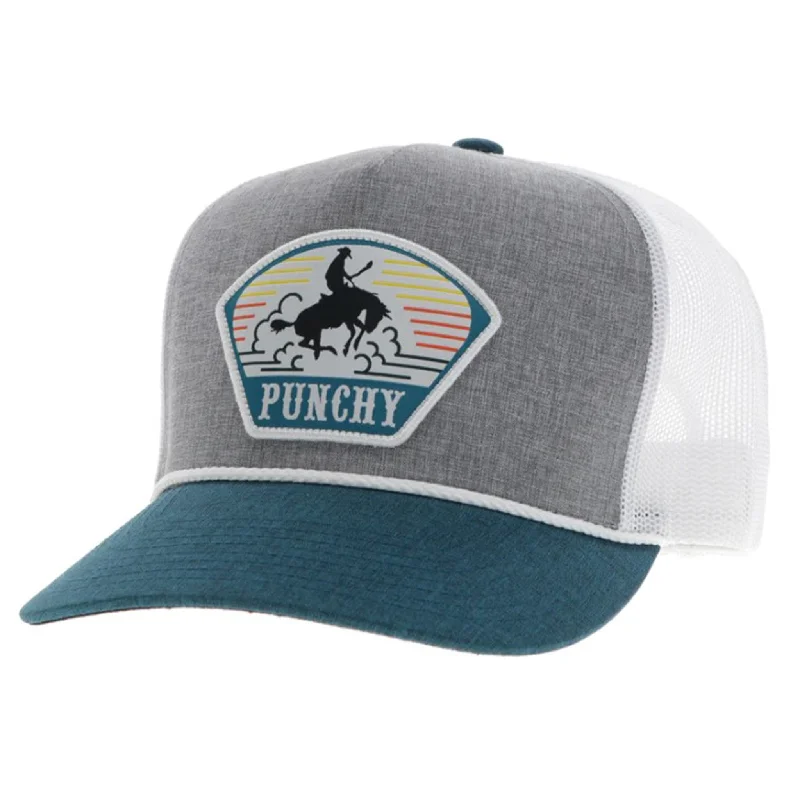 Beanies with unique logos-Hooey Punchy Grey, White, and Teal Hat