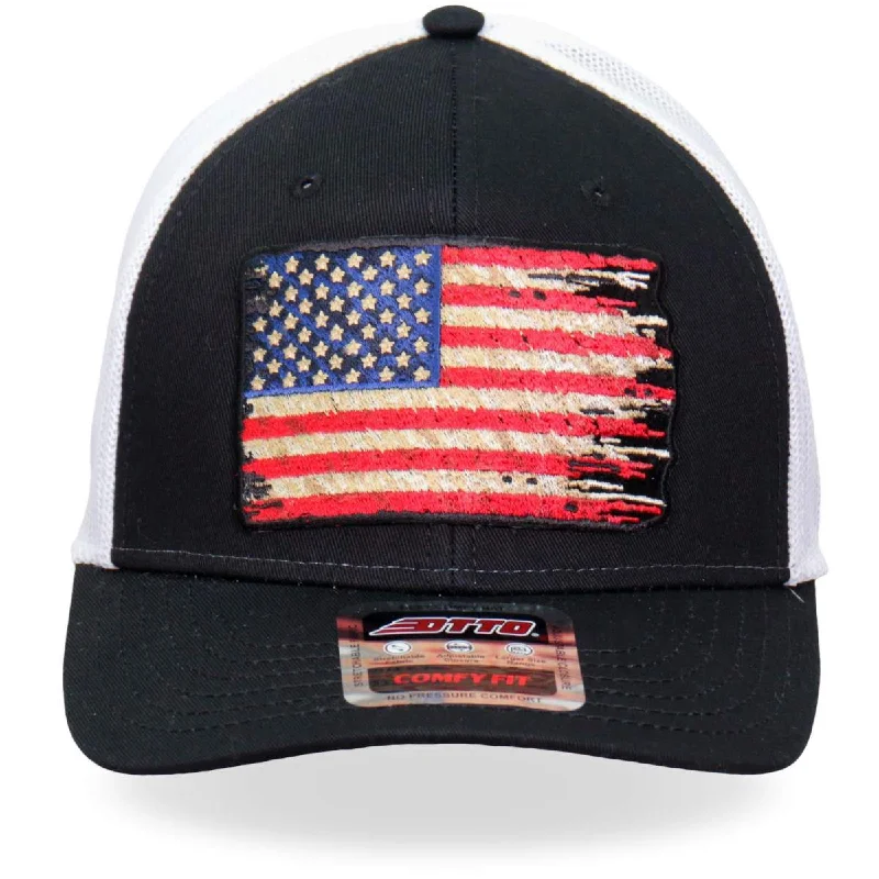 Knotted headbands for style-Hot Leathers GSH1025 Tattered Flag Trucker Hat