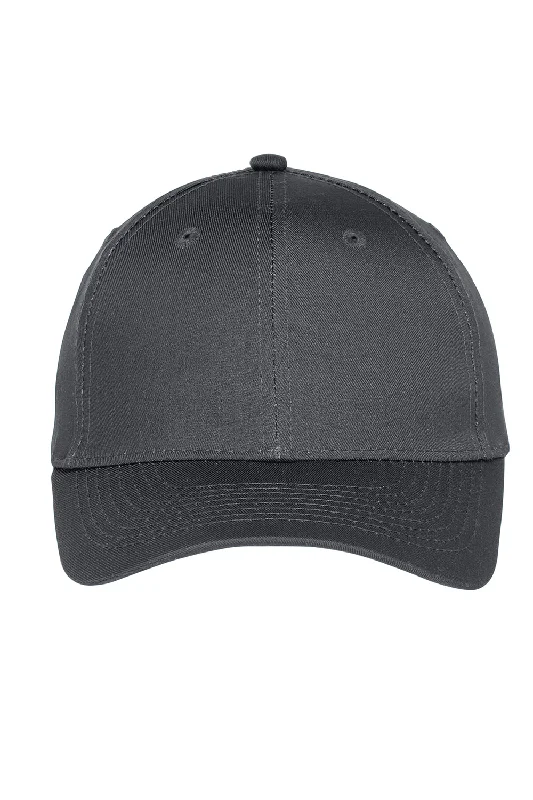 mens hats with stitching-Port Authority Mens Moisture Wicking Adjustable Hat - Steel Grey