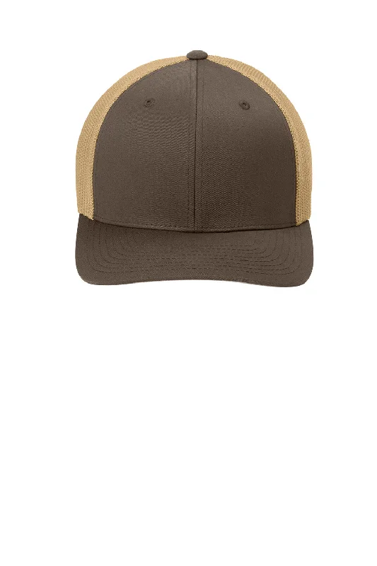 mens hats with durable fabric-Port Authority Mens Stretch Fit Hat - Brown/Khaki