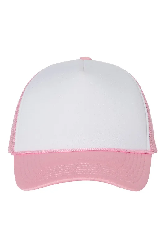 mens hats with stylish colors-Valucap Mens Foam Mesh Back Snapback Trucker Hat - White/Pink