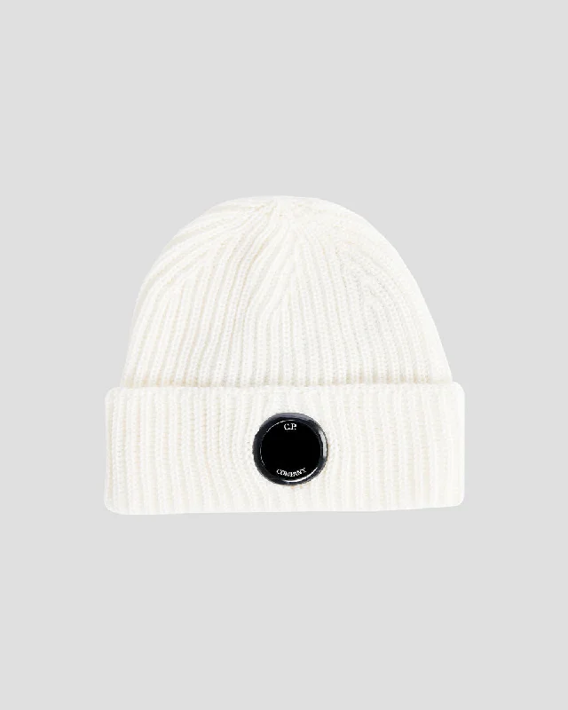 Wool Hats in clay tan-Extra Fine Merino Wool Beanie White