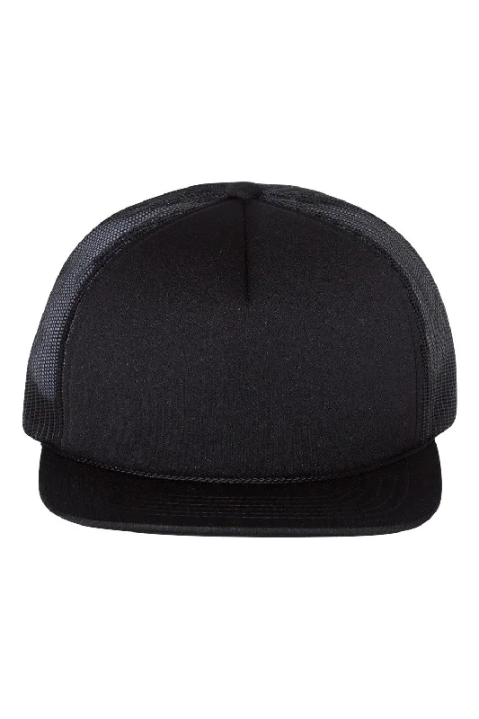 mens hats with simple patterns-Richardson Mens Foamie Snapback Trucker Hat - Black