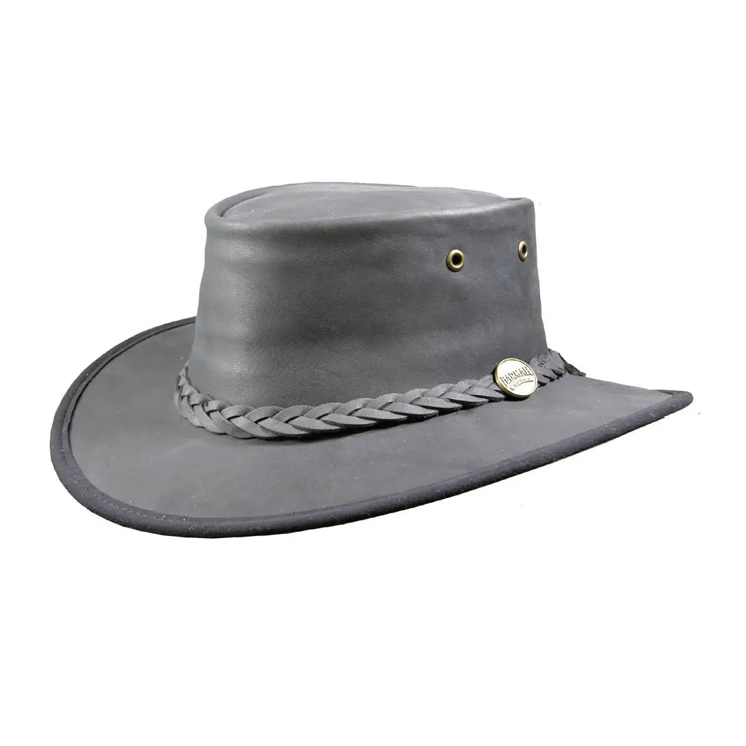 Beanies for urban style-Barmah Bronco Foldaway Leather Hat