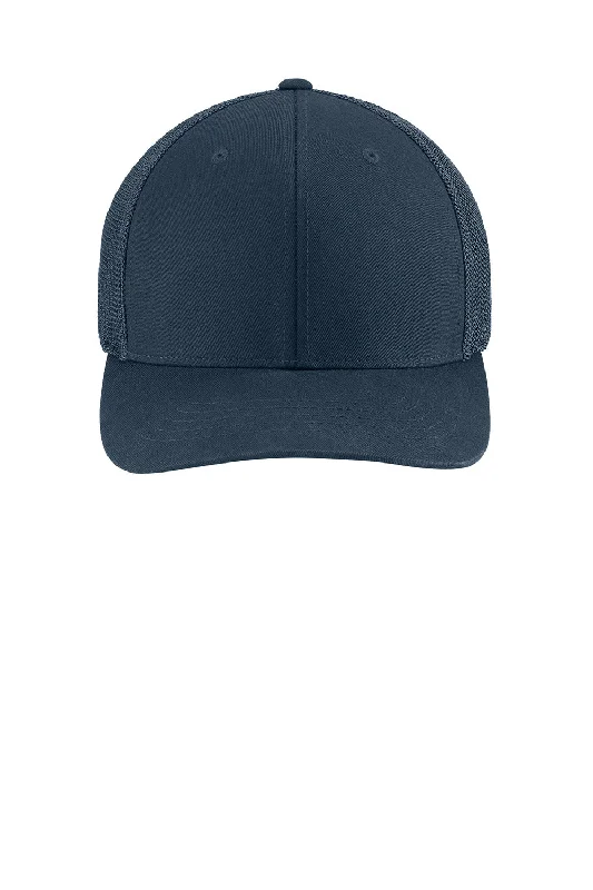 mens hats for game nights-Carhartt Mens Flexfit Mesh Back Hat - Navy Blue - New