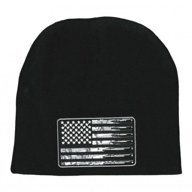 Velvet headbands for men-Hot Leathers KHB5010 USA Flag Bullets Knit Hat