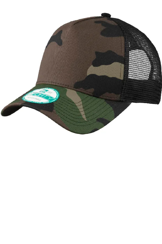 mens hats with cool tones-New Era Mens Adjustable Trucker Hat - Camo/Black