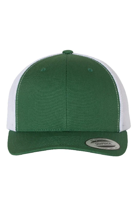 mens hats for hiking trails-Yupoong Mens Adjustable Trucker Hat - Evergreen/White