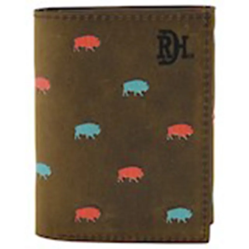 Beanies with festive prints-Red Dirt Hat Co. Trifold Bison Pattern Wallet