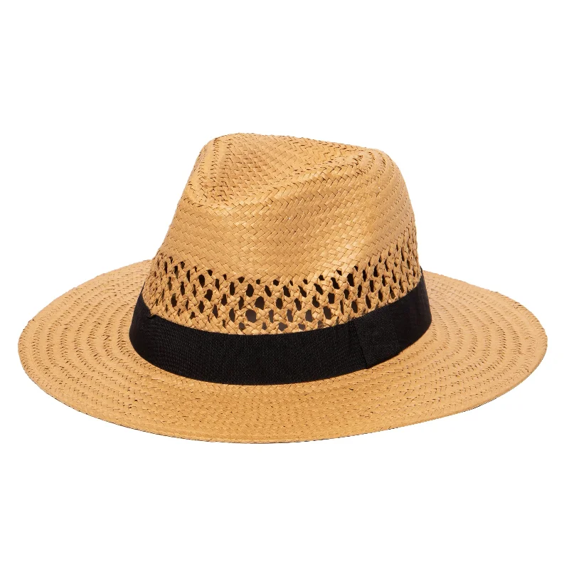 mens hats for sunrise hikes-Men's Woven Paper Fedora With Vented Crown And Stretch Band