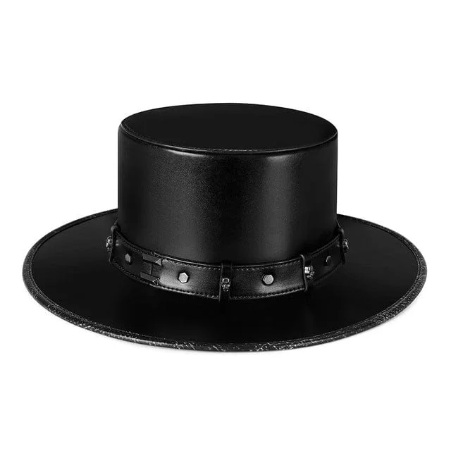 mens hats in white-Men's Steampunk Rivet Splice Hat