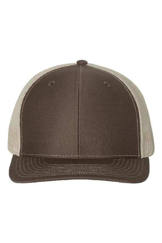 mens hats with tight fit-Richardson Mens Snapback Trucker Hat - Brown/Khaki