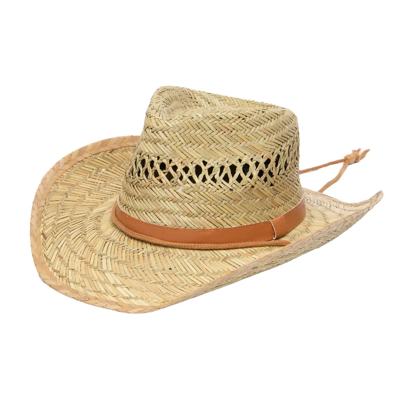 mens hats in ivory-Men's Rush Straw Chin Cowboy (PBC1024OSNAT)