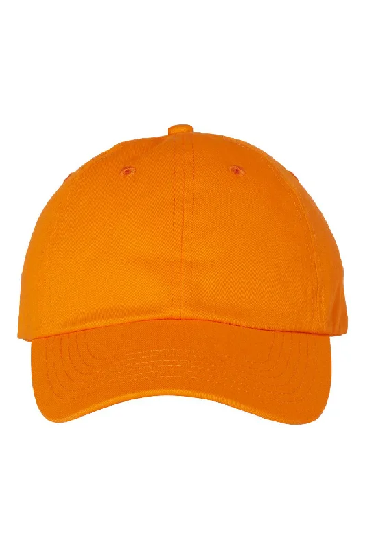 mens hats with solid colors-Valucap Mens Adult Bio-Washed Classic Adjustable Dad Hat - Neon Orange