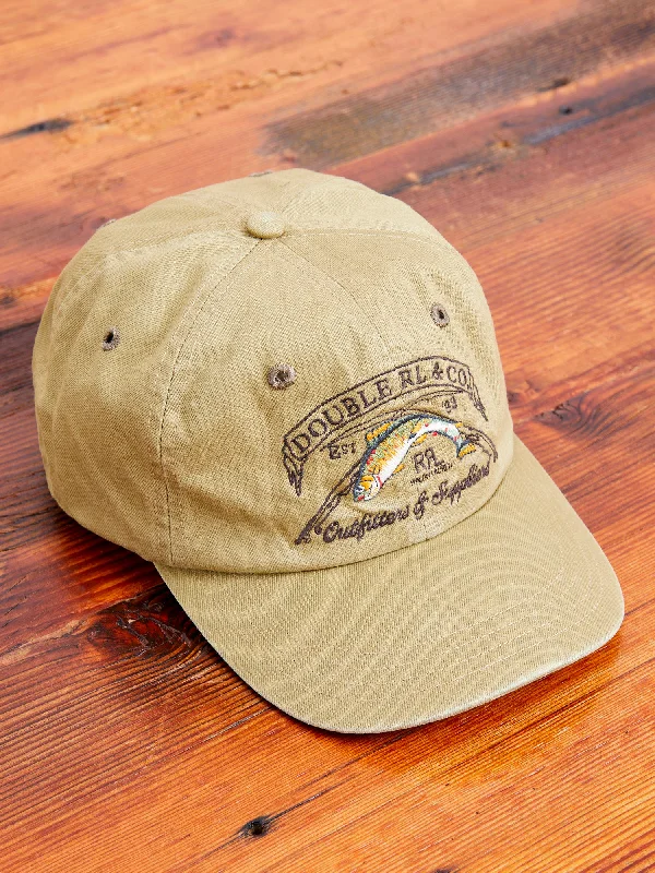 Baseball caps retail store-Flat Twill Anglers Baseball Cap in Khaki