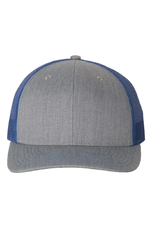 mens hats in wool-Richardson Mens Snapback Trucker Hat - Heather Grey/Royal Blue